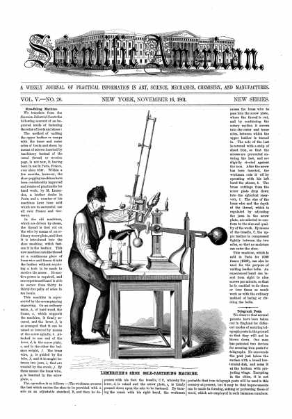 Scientific American - Nov 16, 1861 (vol. 5, #20)