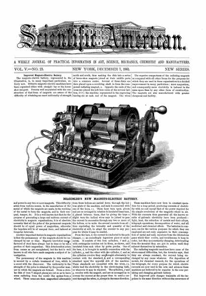 Scientific American - Dec 7, 1861 (vol. 5, #23)