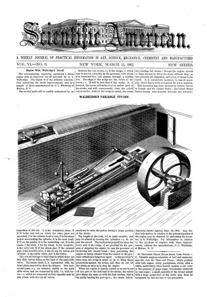 Scientific American - Mar 15, 1862 (vol. 6, #11)