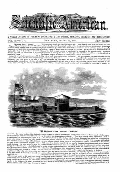 Scientific American - Mar 22, 1862 (vol. 6, #12)