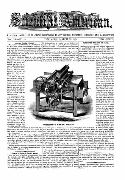 Scientific American - Mar 29, 1862 (vol. 6, #13)
