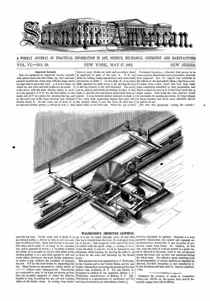 Scientific American - May 17, 1862 (vol. 6, #20)