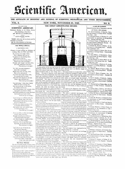 Scientific American - November 21, 1846 (vol. 2, #9)