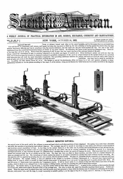 Scientific American - Oct 10, 1863 (vol. 9, #15)