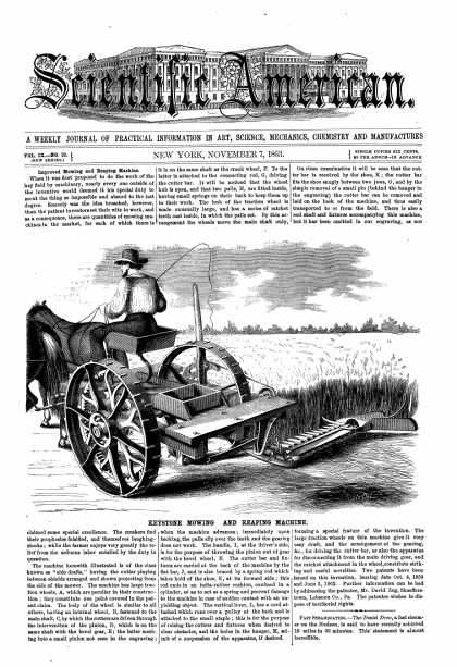Scientific American - Nov 7, 1863 (vol. 9, #19)