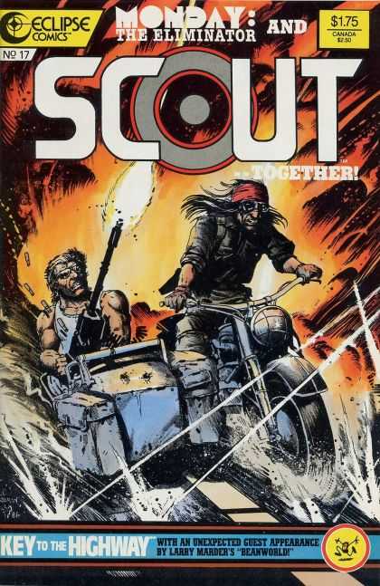 Scout 17 - Motorcycle - Villians - Guns - Firing - Explosion - Timothy Truman