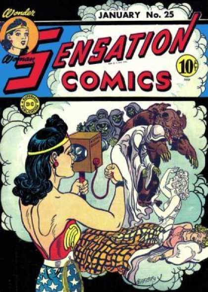 Sensation Comics 25 - Wonder Woman - Monster - Ghost - Nightmare - Sleeping