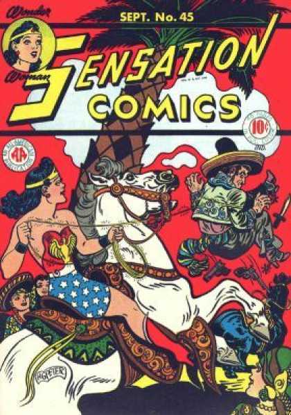 Sensation Comics 45 - Wonder Woman - Palm Tree - Horse - Mexican - Superhero