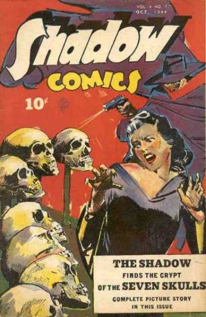 Shadow Comics 43 - Skull - Black Dress - Trench Coat - Hat - Gun