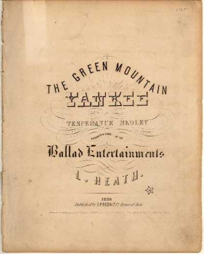 Sheet Music - The Green Mountain yankee; Temperance medley