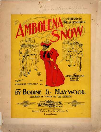 Sheet Music - Ambolena Snow; Afro-American military ballad