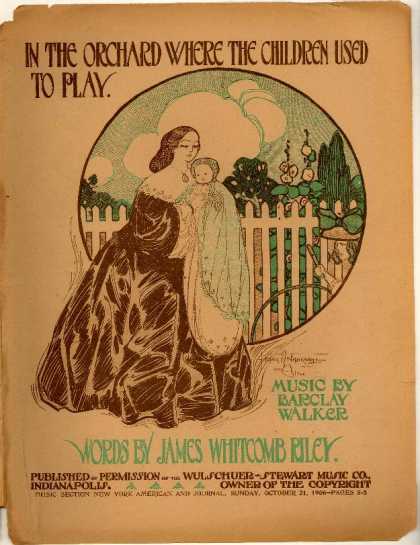 Sheet Music - In the orchard where the children used to play; Old homesong
