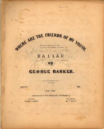 Sheet Music - Where are the friends of my youth. Quartette