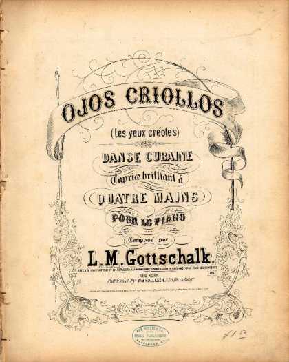 Sheet Music - Ojos criollos; Les yeux creoles; Danse cubaine; Caprice brillant a quatre mains