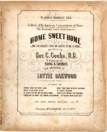 Sheet Music - Heavenly land alone to me is home sweet home; Dearest spot on earth to me is hom