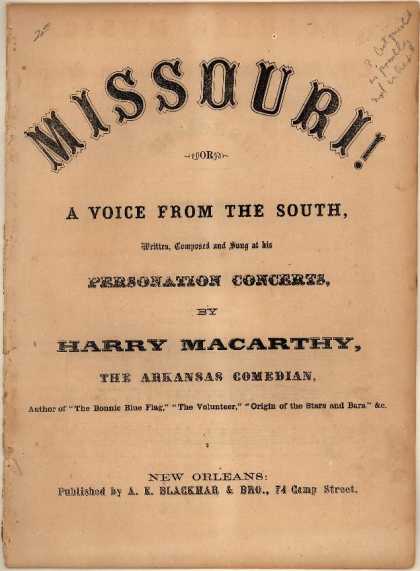 Sheet Music - Missouri or A voice from the South
