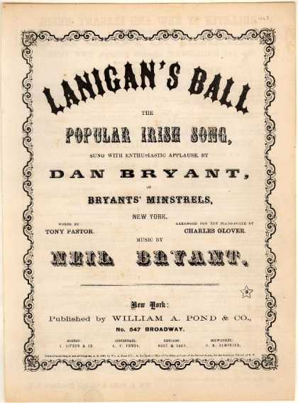 Sheet Music - Lanigan's ball; Popular Irish song