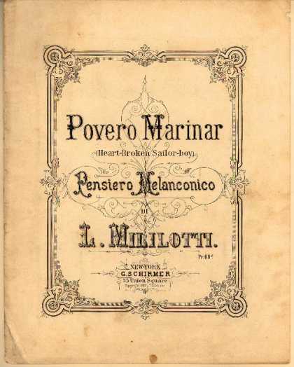 Sheet Music - Povero marinar; Heart-broken sailor boy; Pensiero melanconico