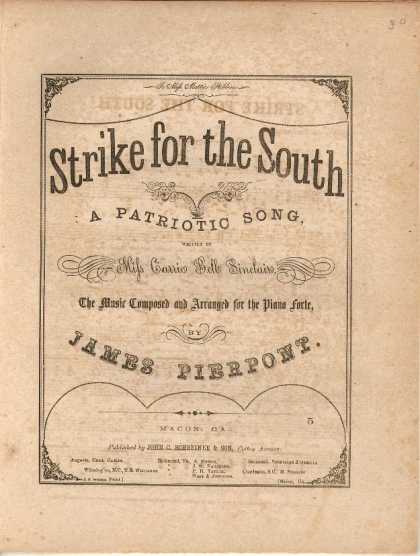 Sheet Music - Strike for the South; Patriotic song