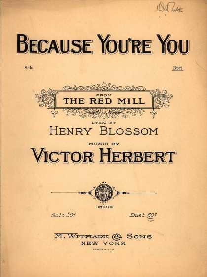 Sheet Music - Because you're you; The red mill