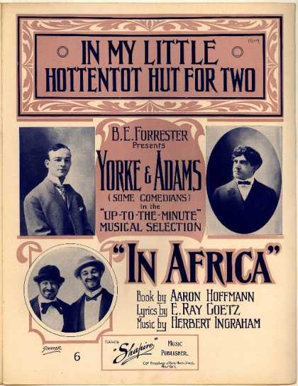 Sheet Music - In my little Hottentot hut for two; In Africa