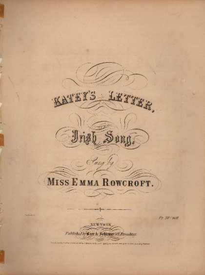 Sheet Music - Katey's letter; Irish song