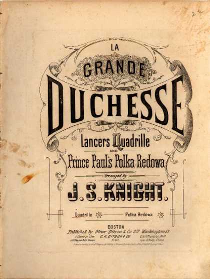 Sheet Music - La Grande Duchesse lancers quadrille