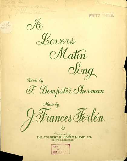Sheet Music - A lovers matin song