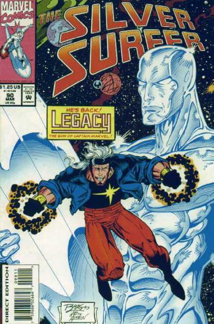 Lagacy Son Of Captain Marvel - Issue Number 90 - March - 125 An Issue - Man With Star On Shirt - Ron Lim Silver Surfer (1987) 90 - Lagacy Son Of Captain Marvel - Issue Number 90 - March - 125 An Issue - Man With Star On Shirt - Ron Lim
