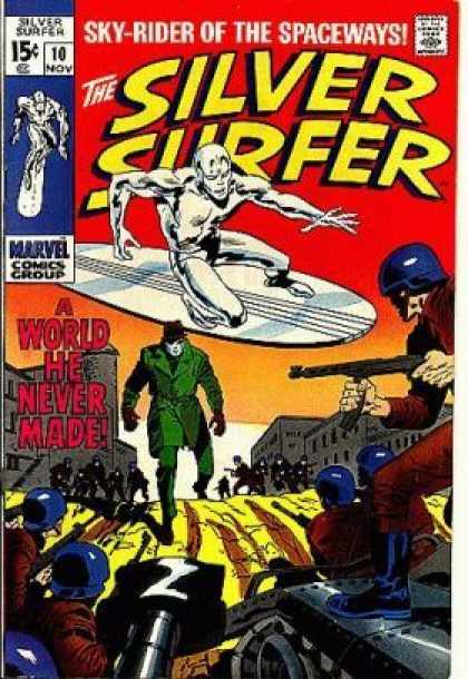Silver Surfer 10 - Gun - Helmet - Surfboard - Army - Green Suit - John Buscema