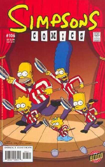 Marge - Homer - Red Curtains - Showtunes Outfits - Canes Simpsons Comics 106 - Marge - Homer - Red Curtains - Showtunes Outfits - Canes