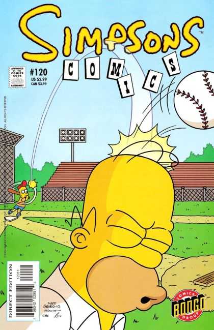 Simpsons Comics 120 - Basball - Homer - Bart - Baaseball Bat - Ball
