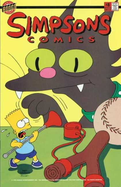 Simpsons Comics 8 - Small Bart - Huge Cat - Sling Shot - Cat Toy - Rubber Tipped Dart - Bill Morrison, Matt Groening