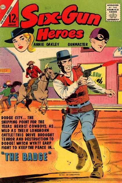 Six-Gun Heroes 72 - Comics Code Authority - 12 Cents - Annie Oakley - Gunmaster - Cowboy Hat