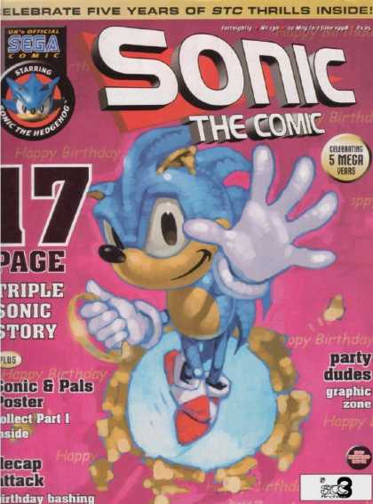 Sonic the Comic 130 - Celebrate Five Years - Sega Comic - Triple Sonic Story - Party Dudes - Happy
