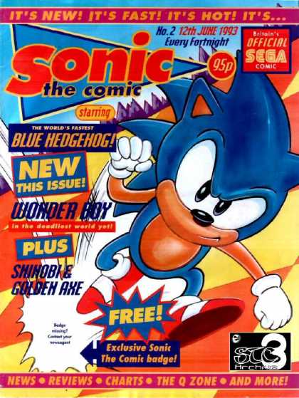 Sonic the Comic 2 - Sega Comics - Wonder Boy - Shinobi - Golden Axe - Worlds Fastest Blue Hedgehog