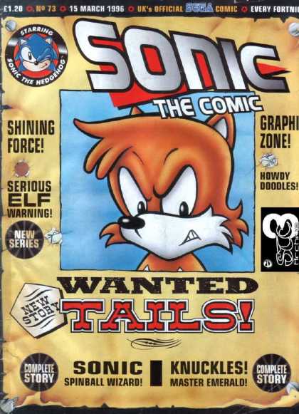 Sonic the Comic 73 - Wanted Tails - Sans Looking Angry - Sonics Little Buddy - Sonics Sidekick As An Outlaw - Blue Background