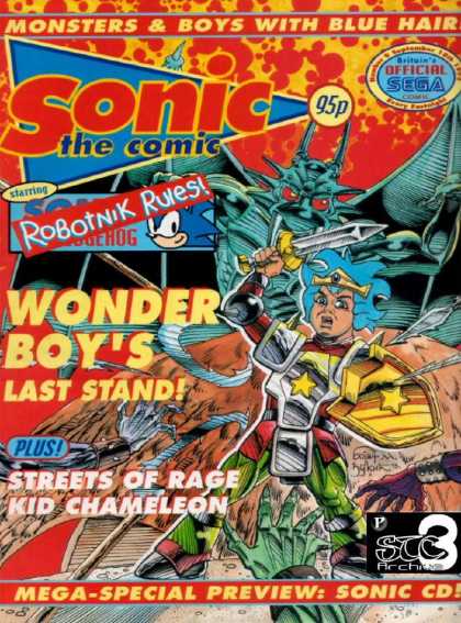 Sonic the Comic 9 - Robotnik Rukes - Wonder Boys Last Stand - Kid Chameleon - Blue Hair - Gold Shield