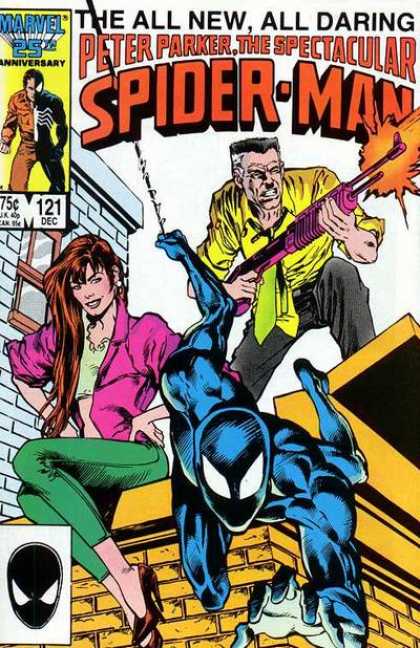 Spectacular Spider-Man (1976) 121 - All New - All Daring - Marvel 25th - Shotgun - Woman - Richard Buckler