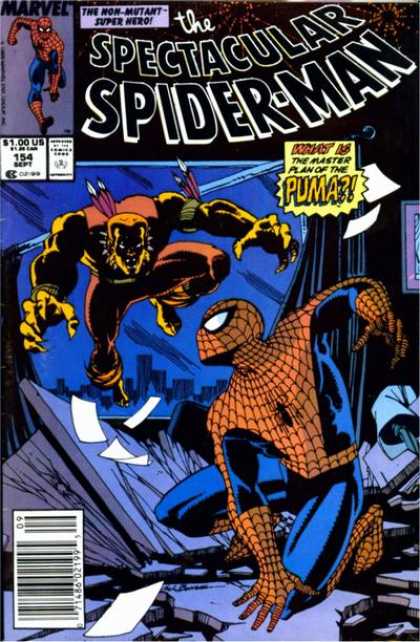 Spectacular Spider-Man (1976) 154 - Non-mutant - Superhero - Puma - Table - Fighting - Sal Buscema
