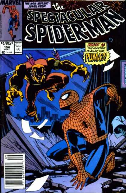 Non-mutant - Superhero - Puma - Table - Fighting - Sal Buscema Spectacular Spider-Man (1976) 154 - Non-mutant - Superhero - Puma - Table - Fighting - Sal Buscema