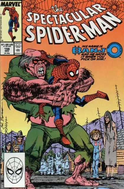 Spectacular Spider-Man (1976) 156 - Spectacular Spider-man - Marvel - Banjo - Spiderwebs - Mountains - Sal Buscema