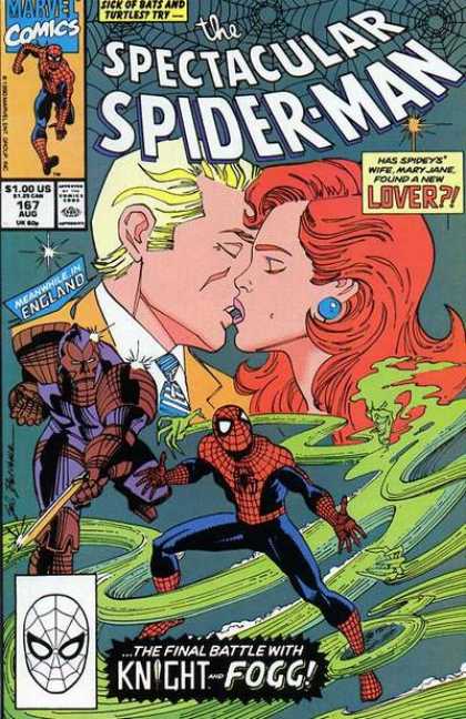 Web - Kiss - Costume - Mutant - Hero - Sal Buscema Spectacular Spider-Man (1976) 167 - Web - Kiss - Costume - Mutant - Hero - Sal Buscema