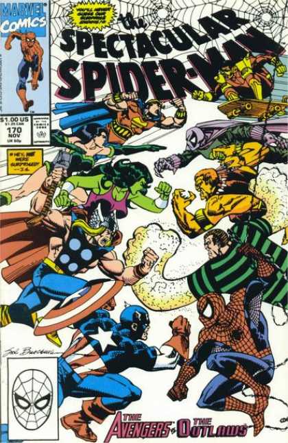 Spectacular Spider-Man (1976) 170 - Spiderman - Marvel - Comic - Spider Web - Thor - Sal Buscema