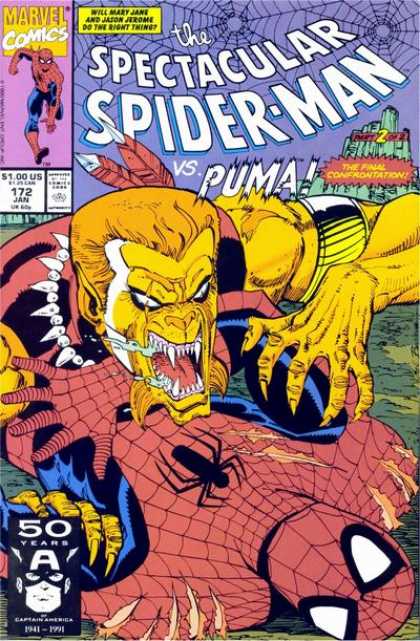 Spectacular Spider-Man (1976) 172 - Marvel - Web - Monster - Costume - Puma - Sal Buscema