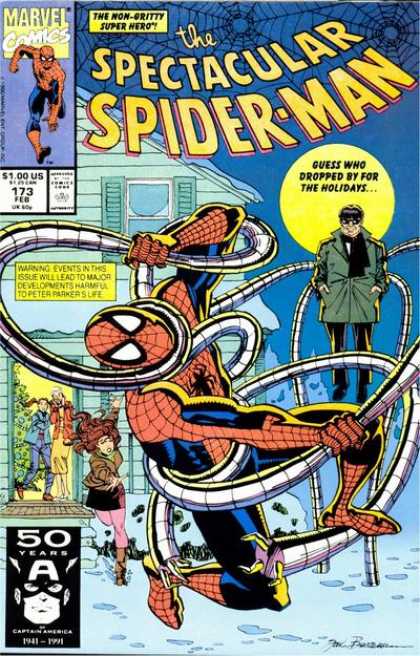 Spectacular Spider-Man (1976) 173 - Guess Who Dropped By For The Holidays - Spiderman Is In Problem - Some Body Is Comming To Help The Spiderman - The Fighting Place Is Full Of Snow Changed Into Ice - The Spiderman Is A Hero He Dont Want Any Help - Sal Buscema