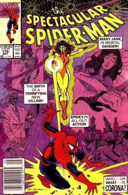 Spectacular Spider-Man (1976) 176 - Superhero - Mary Jane - May - Spiderweb - Corona - Sal Buscema