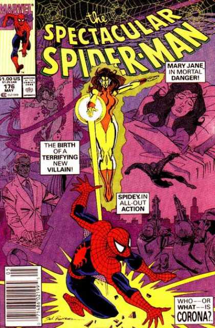 Superhero - Mary Jane - May - Spiderweb - Corona - Sal Buscema Spectacular Spider-Man (1976) 176 - Superhero - Mary Jane - May - Spiderweb - Corona - Sal Buscema