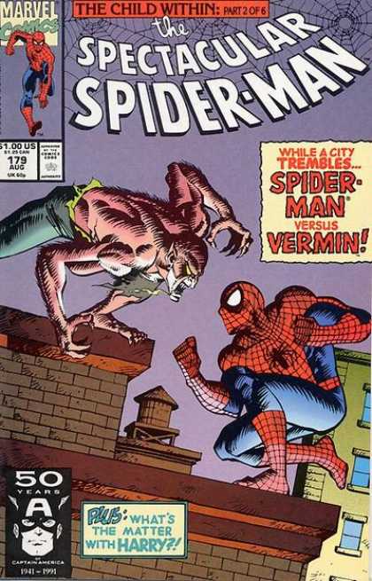 Spectacular Spider-Man (1976) 179 - The Child Within Part 2 Of 6 - Vermin - Buildings - Whats The Matter With Harry - 179 Aug - Sal Buscema