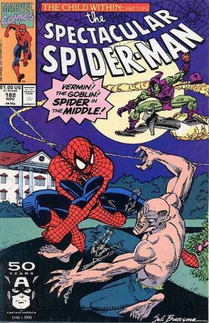 Spider In The Middle - Vermin The Goblin - Green Goblin - White House - The Child Within Part 5 Of 6 - Sal Buscema Spectacular Spider-Man (1976) 182 - Spider In The Middle - Vermin The Goblin - Green Goblin - White House - The Child Within Part 5 Of 6 - Sal Buscema